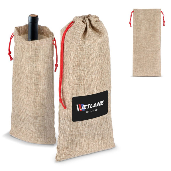 Weinbeutel im Jute-Stil 14x34cm